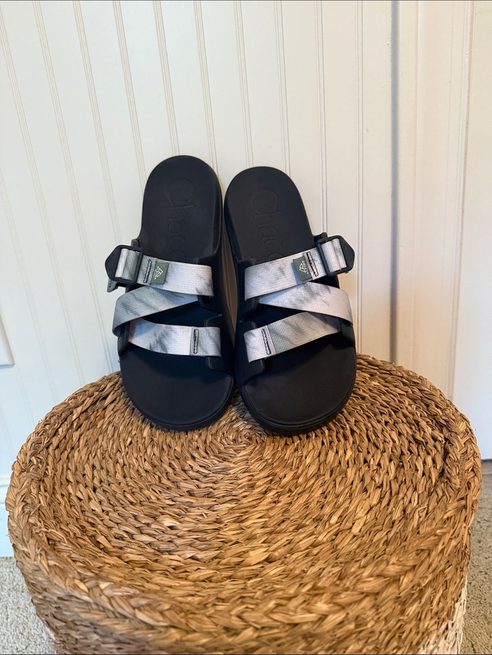 Chaco X Alpine Design  Women’s Blue Slide Sandals with Gray/Green Straps